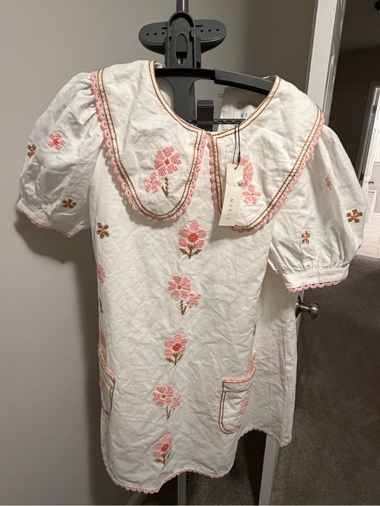 Mable Dresses & Skirts - Womans dress with Pink Floral Embroidery -